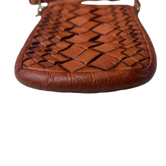 MARTA PONTI Woven Leather Boho Phone Crossbody Purse Hippie Festival Style - Picture 4 of 10